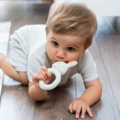 Hubble Doğal Bebek Diş Kaşıyıcı Ve Oyuncağı (%100 Doğal Kauçuk) Tavşan Halkalı - 5