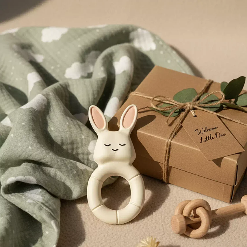 Hubble Doğal Bebek Diş Kaşıyıcı Ve Oyuncağı (%100 Doğal Kauçuk) Tavşan Halkalı - 8