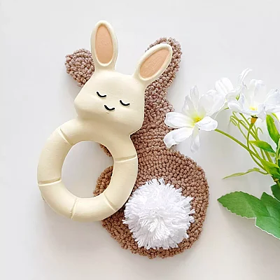 Hubble Doğal Bebek Diş Kaşıyıcı Ve Oyuncağı (%100 Doğal Kauçuk) Tavşan Halkalı - 3