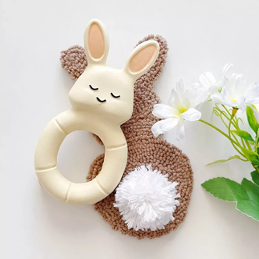 Hubble Doğal Bebek Diş Kaşıyıcı Ve Oyuncağı (%100 Doğal Kauçuk) Tavşan Halkalı - 3