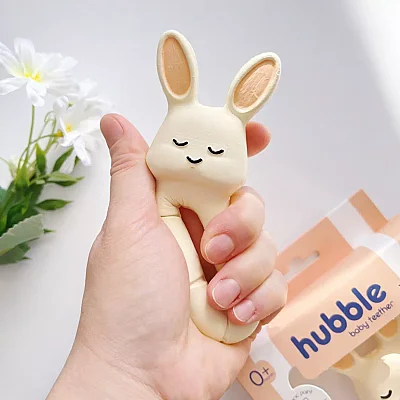 Hubble Doğal Bebek Diş Kaşıyıcı Ve Oyuncağı (%100 Doğal Kauçuk) Tavşan Halkalı - 5