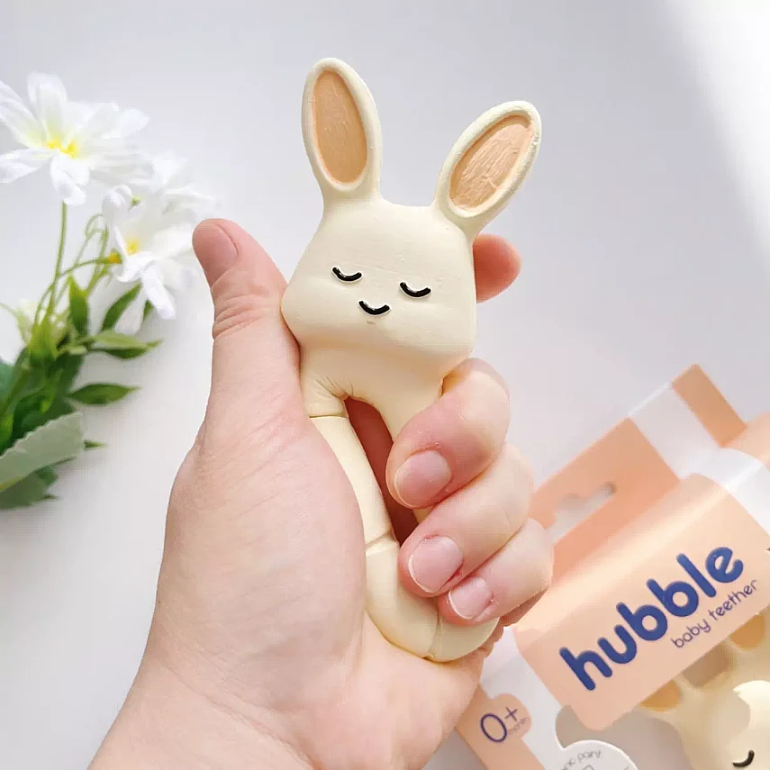 Hubble Doğal Bebek Diş Kaşıyıcı Ve Oyuncağı (%100 Doğal Kauçuk) Tavşan Halkalı - 5