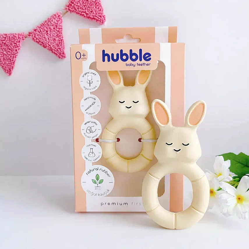 Hubble Doğal Bebek Diş Kaşıyıcı Ve Oyuncağı (%100 Doğal Kauçuk) Tavşan Halkalı - 9