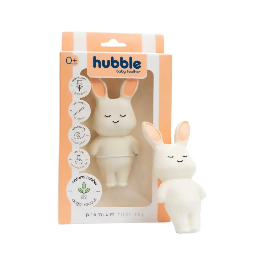 Hubble Doğal Bebek Diş Kaşıyıcı Ve Oyuncağı (%100 Doğal Kauçuk) Tavşan - 1