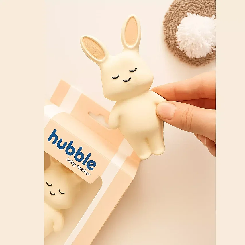 Hubble Doğal Bebek Diş Kaşıyıcı Ve Oyuncağı (%100 Doğal Kauçuk) Tavşan - 3