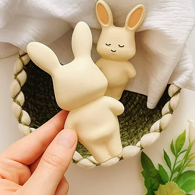 Hubble Doğal Bebek Diş Kaşıyıcı Ve Oyuncağı (%100 Doğal Kauçuk) Tavşan - 5