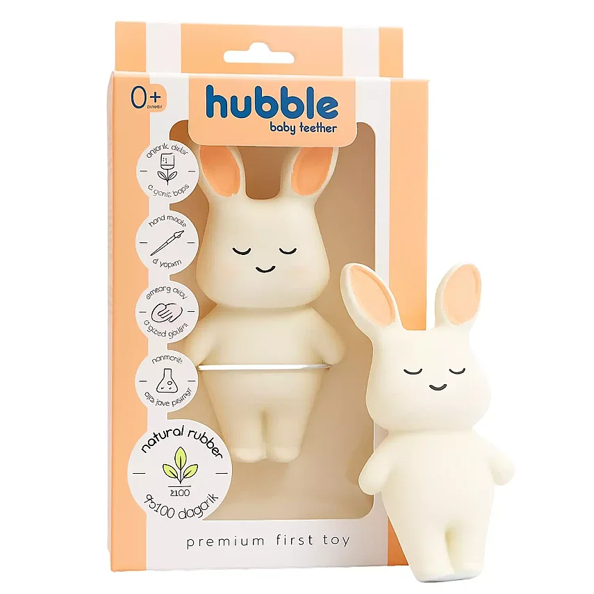 Hubble Doğal Bebek Diş Kaşıyıcı Ve Oyuncağı (%100 Doğal Kauçuk) Tavşan - 1