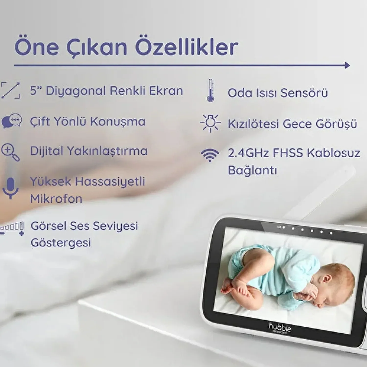 Hubble Nursery P View Premium 5’’ Dijital Ekranlı Bebek Kamerası
