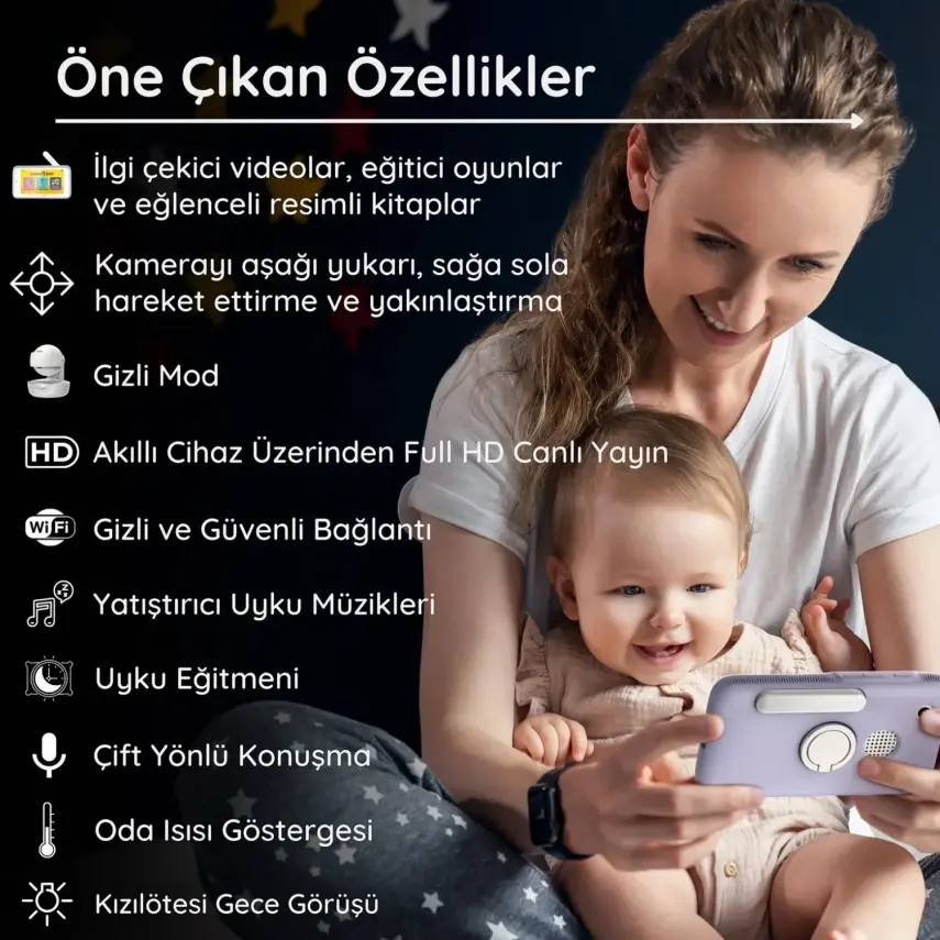 Hubble Nursery Pal  Deluxe 5 inç Dijital Bebek Kamerası - 5