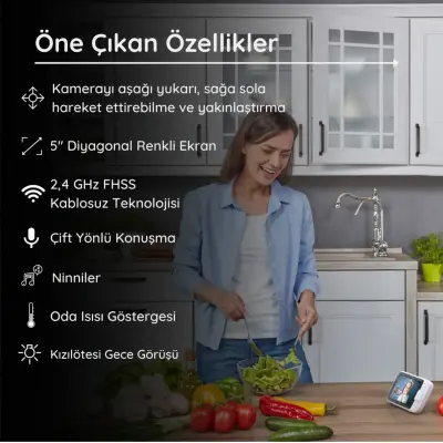 Hubble Nursery View Pro 5 inç Dijital Bebek Kamerası  - 8