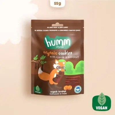 Humm Organic Keçiboynuzlu ve Fındıklı Kurabiye 55 gr (1)