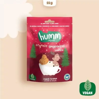 Humm Organic Tarçınlı ve Zencefilli Kurabiye 55 gr (1)