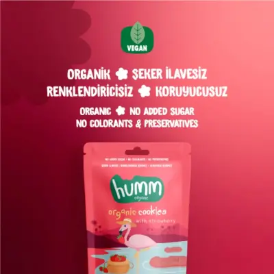 Humm Organic Vegan Çilekli Kurabiye 55 gr - 3