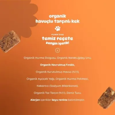 Humm Organik Glutensiz Vegan Havuçlu ve Tarçınlı Kek 30 gr - 7