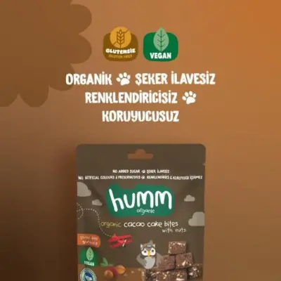 Humm Organik Glutensiz Vegan Kakaolu ve Fındıklı Kek 30 gr (1)