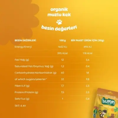 Humm Organik Glutensiz Vegan Muzlu Kek 30 gr - 10