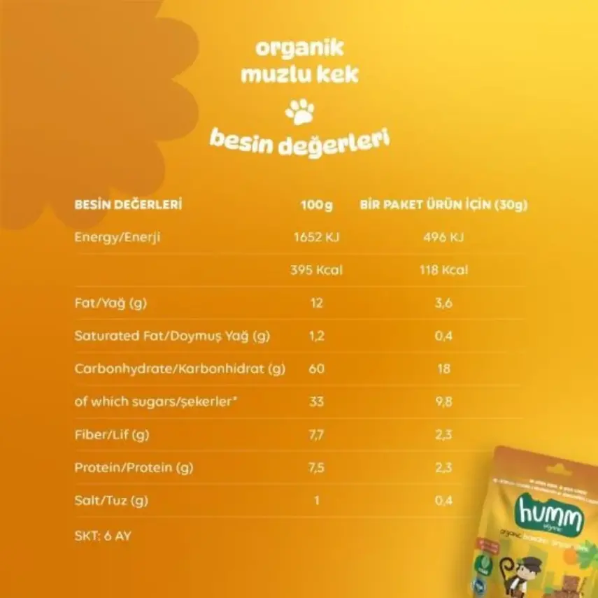 Humm Organik Glutensiz Vegan Muzlu Kek 30 gr - 10