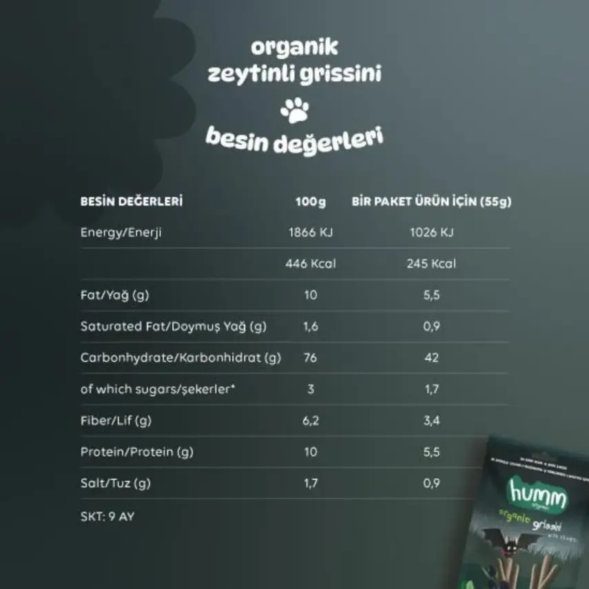 Humm Organik Vegan Zeytinli Grissini 55 gr - 3