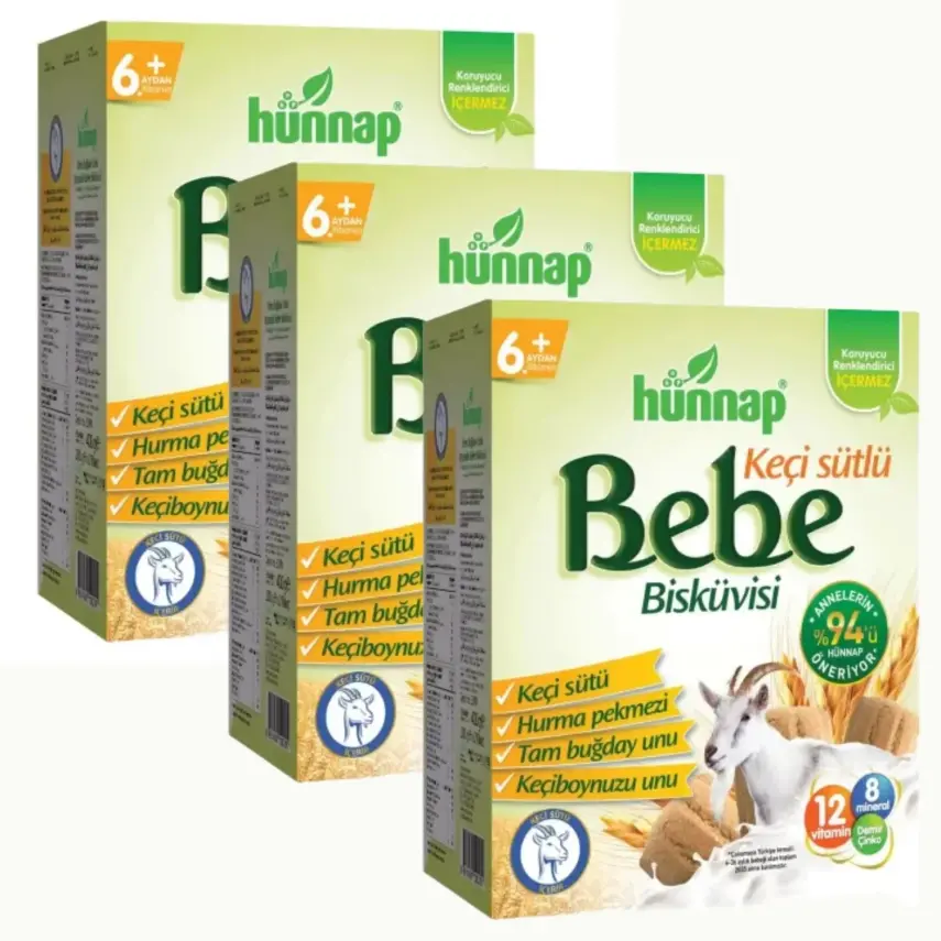 Hünnap Keçi Sütlü Bebek Bisküvisi 400 gr x3 - 1