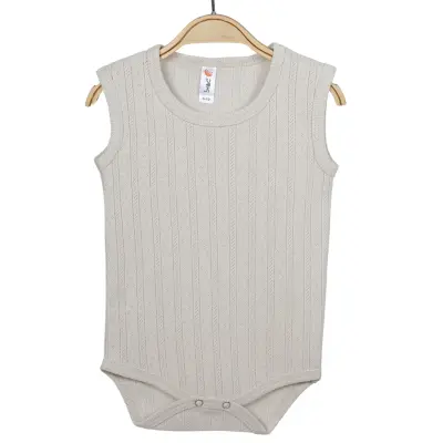 Hvc Bebek Atlet Body Jakarlı Çizgili Bej