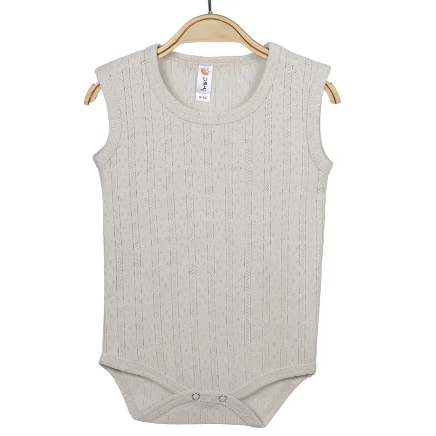 Hvc Bebek Atlet Body Jakarlı Çizgili Bej - 1