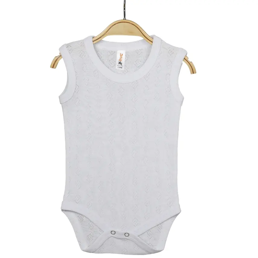 Hvc Bebek Atlet Body Jakarlı Küp Desenli Beyaz - 8