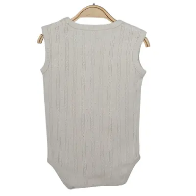 Hvc Bebek Atlet Body Jakarlı Pamuklu Çizgili Çıtçıtlı Zıbın Bej 5'li Set Unisex - 4