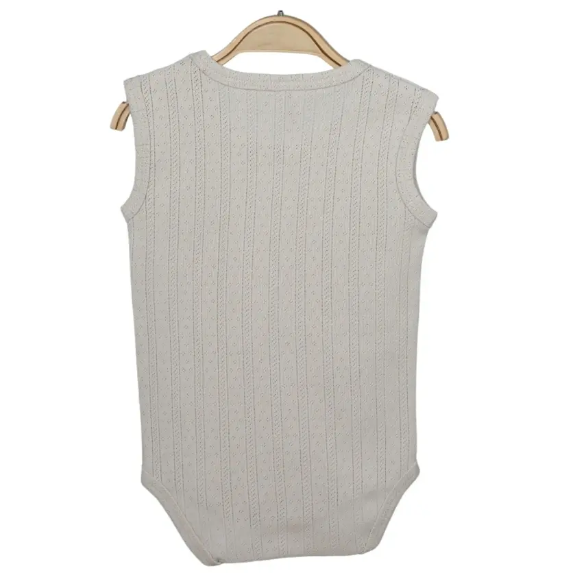 Hvc Bebek Atlet Body Jakarlı Pamuklu Çizgili Çıtçıtlı Zıbın Bej 5'li Set Unisex - 4