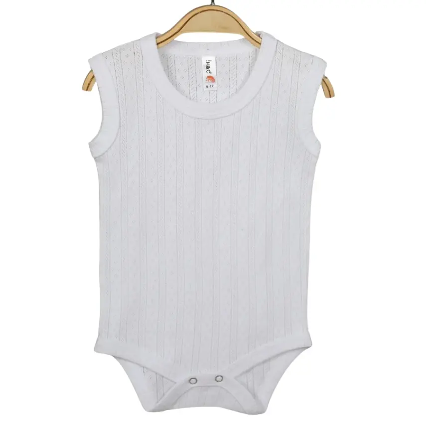 Hvc Bebek Atlet Body Jakarlı Pamuklu Çizgili Çıtçıtlı Zıbın Beyaz 5'li Set Unisex - 3