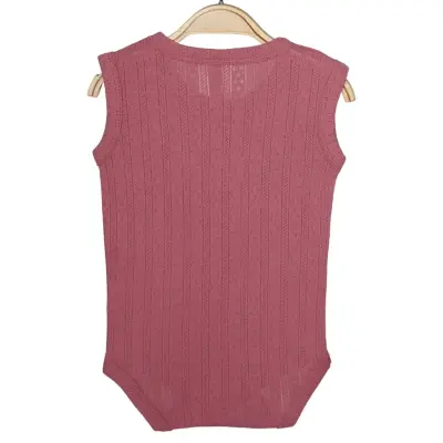 Hvc Bebek Atlet Body Jakarlı Pamuklu Çizgili Çıtçıtlı Zıbın Fuşya 5'li Set Kız Bebek - 4