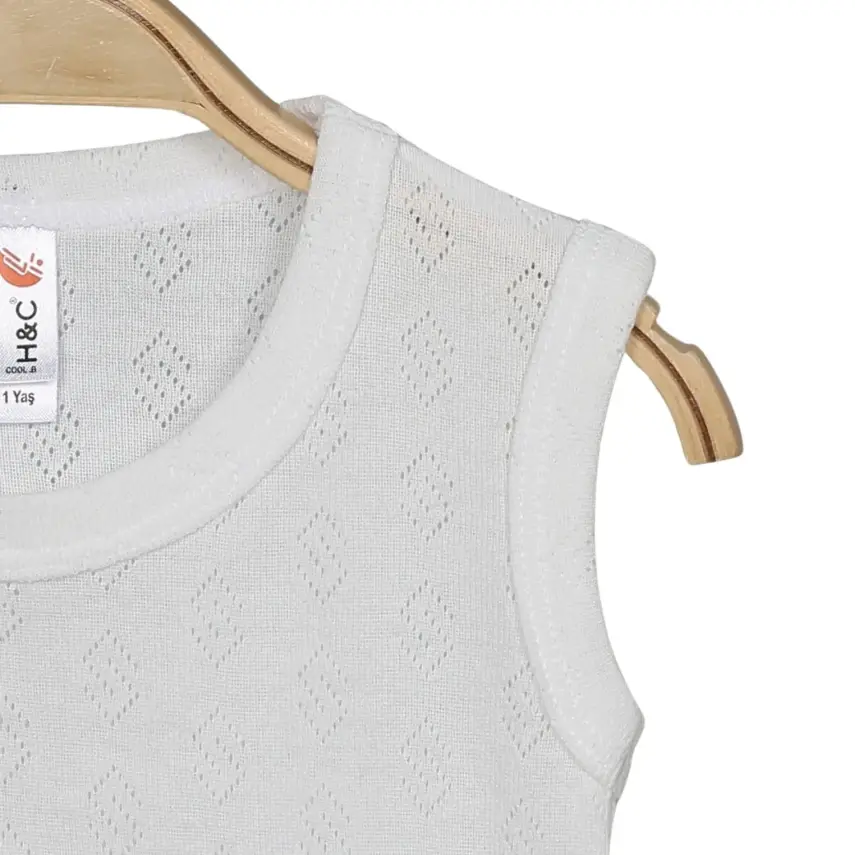 Hvc Bebek Atlet Body Jakarlı Pamuklu Küp Desenli Çıtçıtlı Zıbın Beyaz 5'li Set Unisex - 3