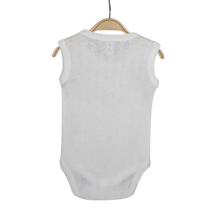 Hvc Bebek Atlet Body Jakarlı Pamuklu Küp Desenli Çıtçıtlı Zıbın Beyaz 5'li Set Unisex - 5