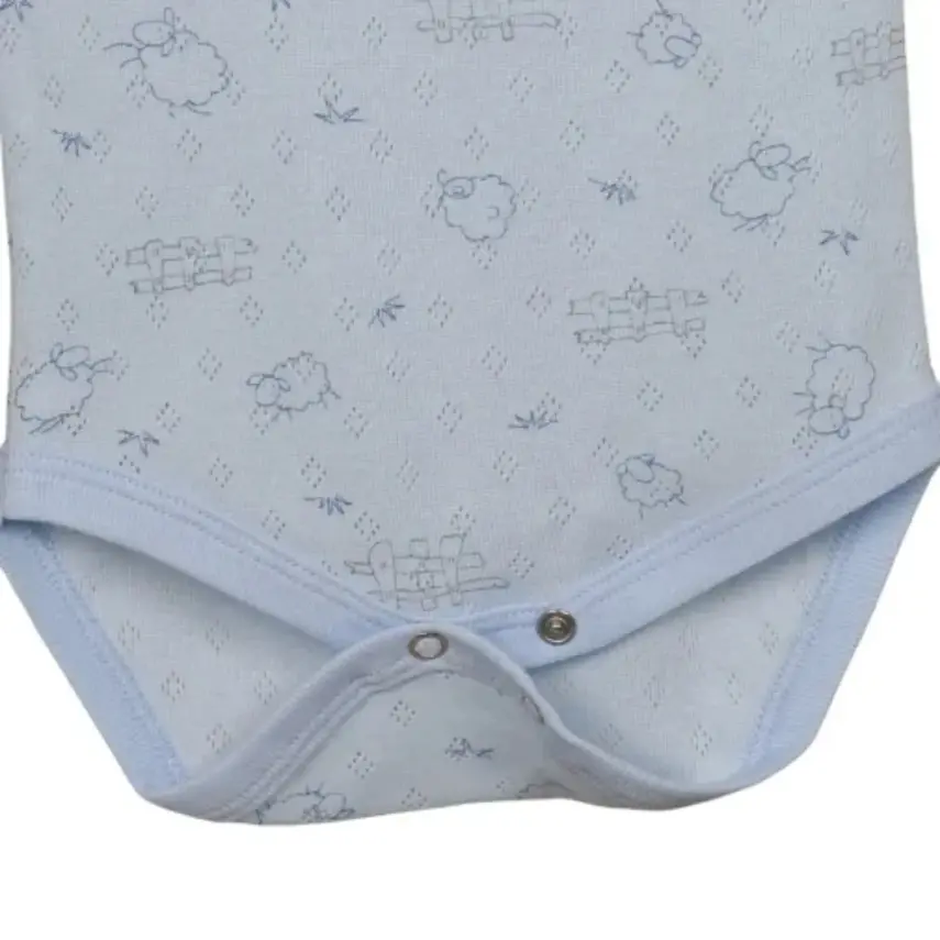 Hvc Bebek Atlet Body Jakarlı Pamuklu Kuzu Desenli Çıtçıtlı Zıbın Mavi 5'li Set Erkek Bebek - 5