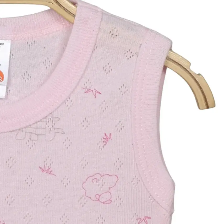 Hvc Bebek Atlet Body Jakarlı Pamuklu Kuzu Desenli Çıtçıtlı Zıbın Pembe 5'li Set Kız Bebek - 6