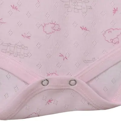 Hvc Bebek Atlet Body Jakarlı Pamuklu Kuzu Desenli Çıtçıtlı Zıbın Pembe 5'li Set Kız Bebek - 5