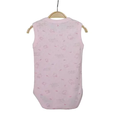 Hvc Bebek Atlet Body Jakarlı Pamuklu Kuzu Desenli Çıtçıtlı Zıbın Pembe 5'li Set Kız Bebek - 4