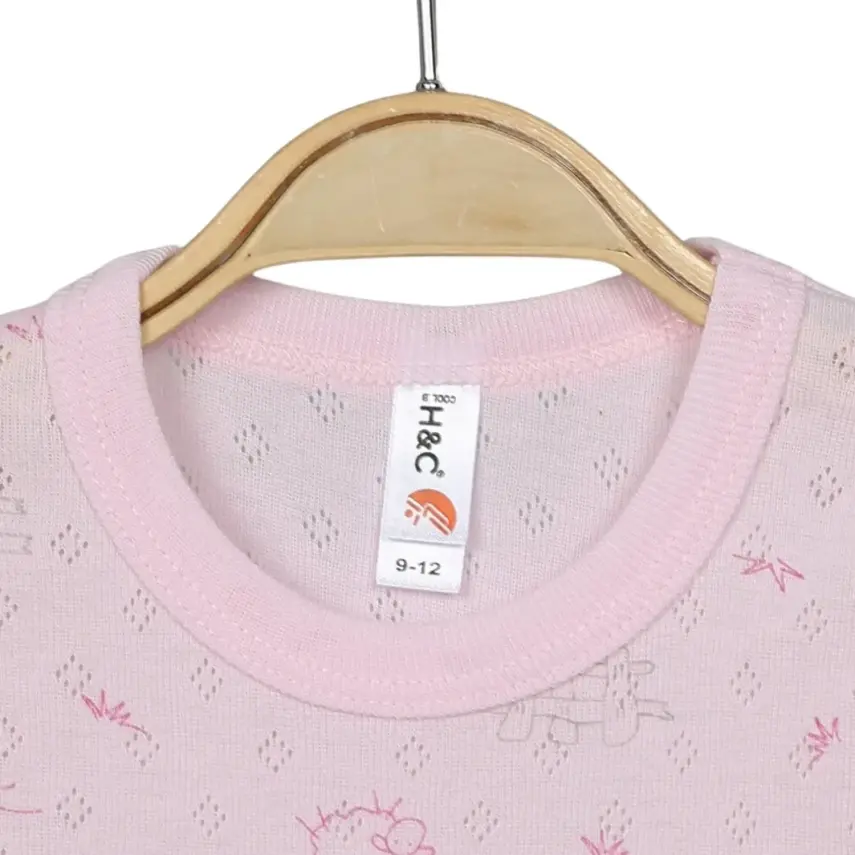 Hvc Bebek Atlet Body Jakarlı Pamuklu Kuzu Desenli Çıtçıtlı Zıbın Pembe 5'li Set Kız Bebek - 2