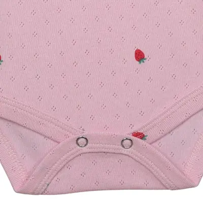 Hvc Bebek Atlet Body Jakarlı Pamuklu Meyve Desenli Çilek Çıtçıtlı Zıbın Pembe 5'li Set Kız Bebek  - 5