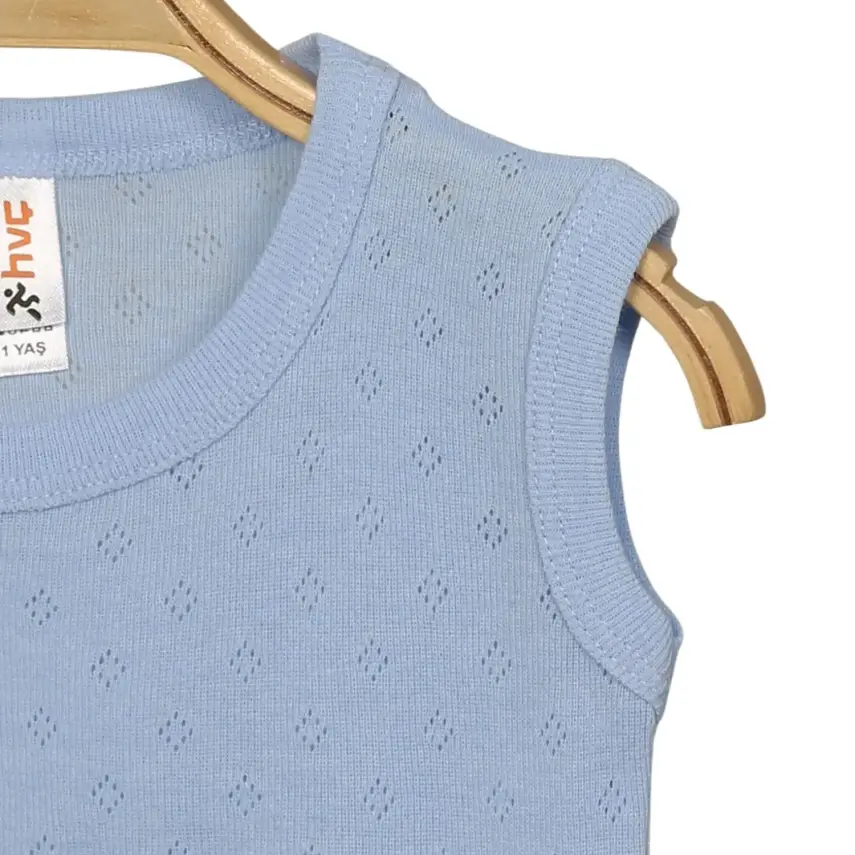 Hvc Bebek Atlet Body Jakarlı Pamuklu Nokta Desenli Çıtçıtlı Zıbın Mavi 5'li Set Erkek Bebek - 3