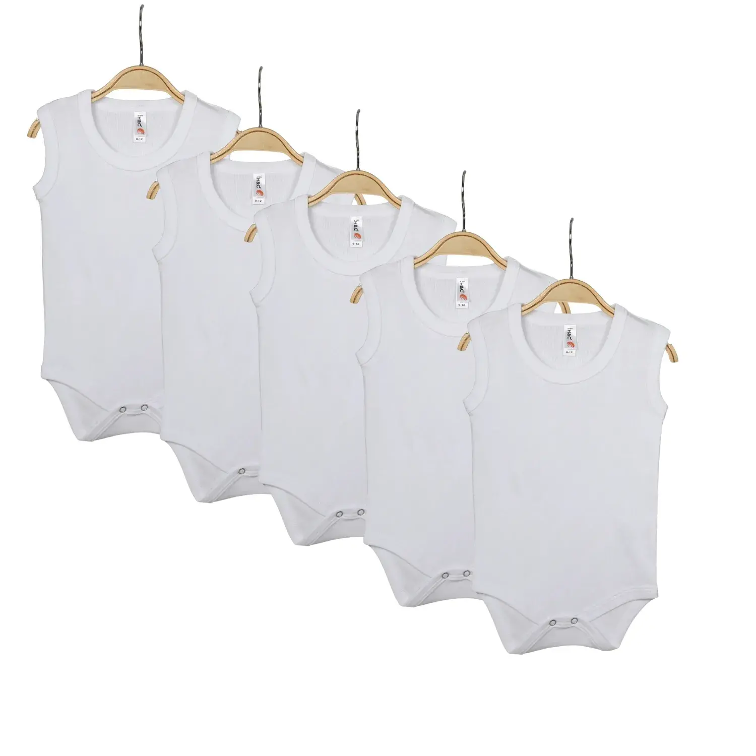 H&C Bebek Body Askılı Atlet Body Ribanalı Pamuklu Zıbın Beyaz 5li Unisex