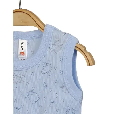 Hvc Erkek Bebek Atlet Body Jakarlı Kuzu Mavi - 3