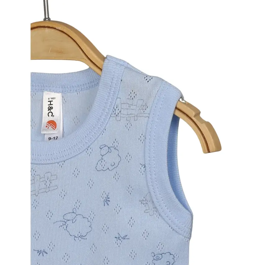 Hvc Erkek Bebek Atlet Body Jakarlı Kuzu Mavi - 4