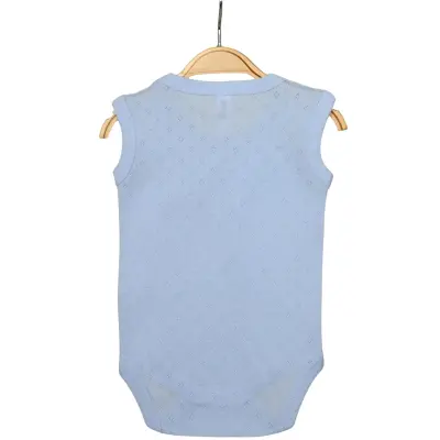 Hvc Erkek Bebek Atlet Body Jakarlı Nokta Desenli Mavi - 2