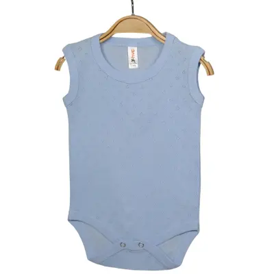 Hvc Erkek Bebek Atlet Body Jakarlı Nokta Desenli Mavi - 1