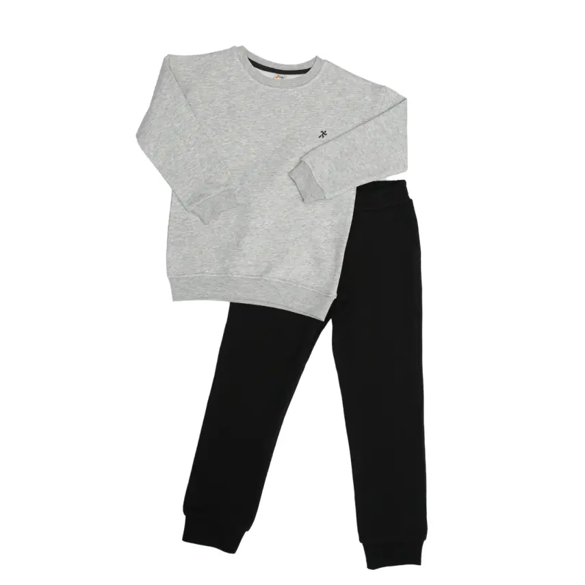 Hvc Erkek Çocuk Eşofman Takımı Düz Siyah - Gri - 1