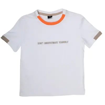 Hvc Erkek T-Shirt Dont Understimate Yourself Beyaz - Kahverengi - 7
