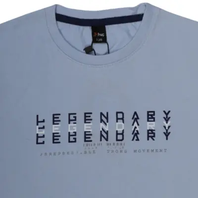 Hvc Erkek T-Shirt Legendary Baskılı Mavi (1)