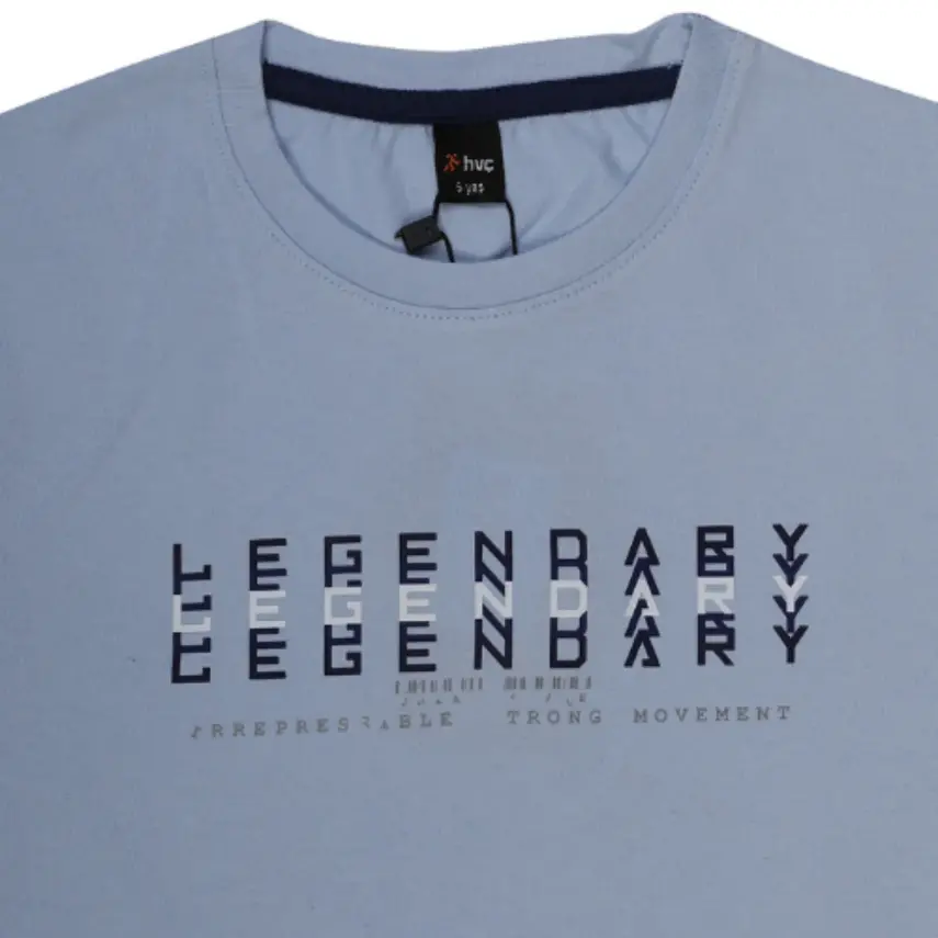 Hvc Erkek T-Shirt Legendary Baskılı Mavi - 11