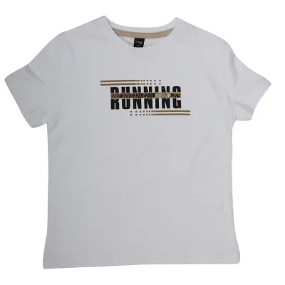 Hvc Erkek T-Shirt Run Baskılı Beyaz - Kahverengi - 3