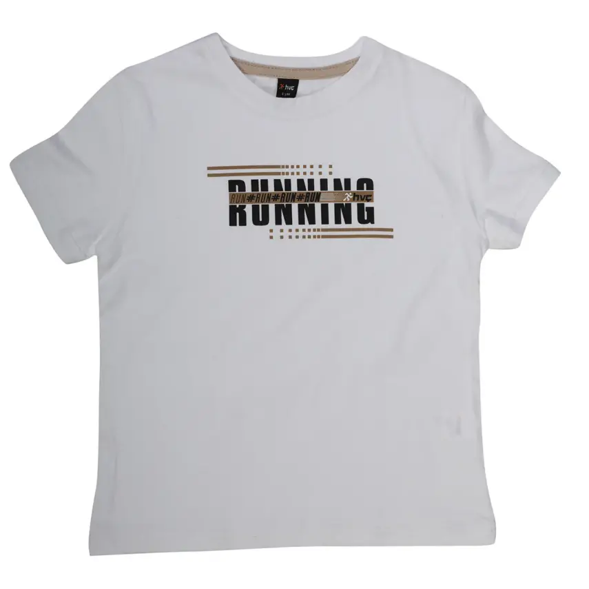 Hvc Erkek T-Shirt Run Baskılı Beyaz - Kahverengi - 3